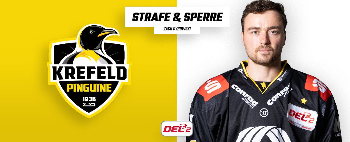 Zwei Spiele Sperre für Zack Dybowski von den Krefeld Pinguinen