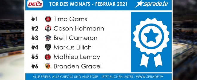 DEL2 sucht das Tor des Monats Februar powered by SpradeTV