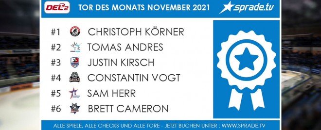 DEL2 sucht das Tor des Monats November powered by SpradeTV