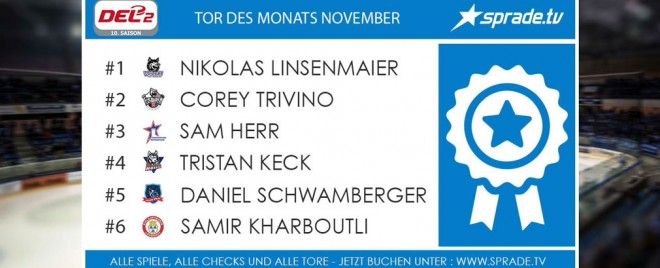 DEL2 sucht das Tor des Monats November powered by SpradeTV