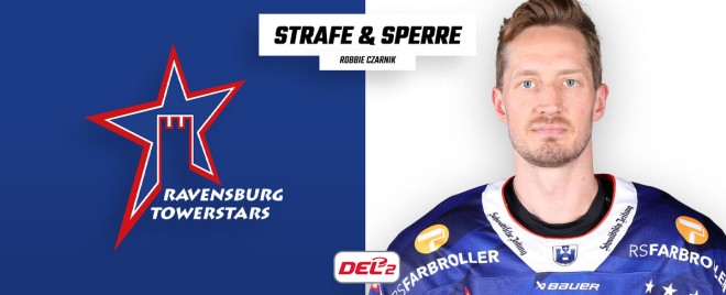 Robbie Czarnik von den Ravensburg Towerstars für ein Spiel gesperrt