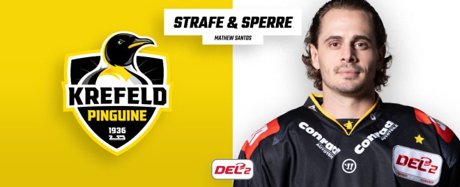 Ein Spiel Sperre für Mathew Santos von den Krefeld Pinguinen