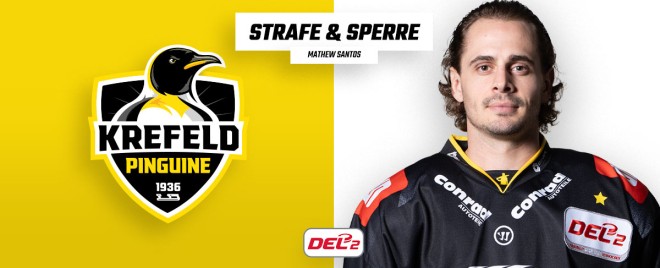 Ein Spiel Sperre für Mathew Santos von den Krefeld Pinguinen